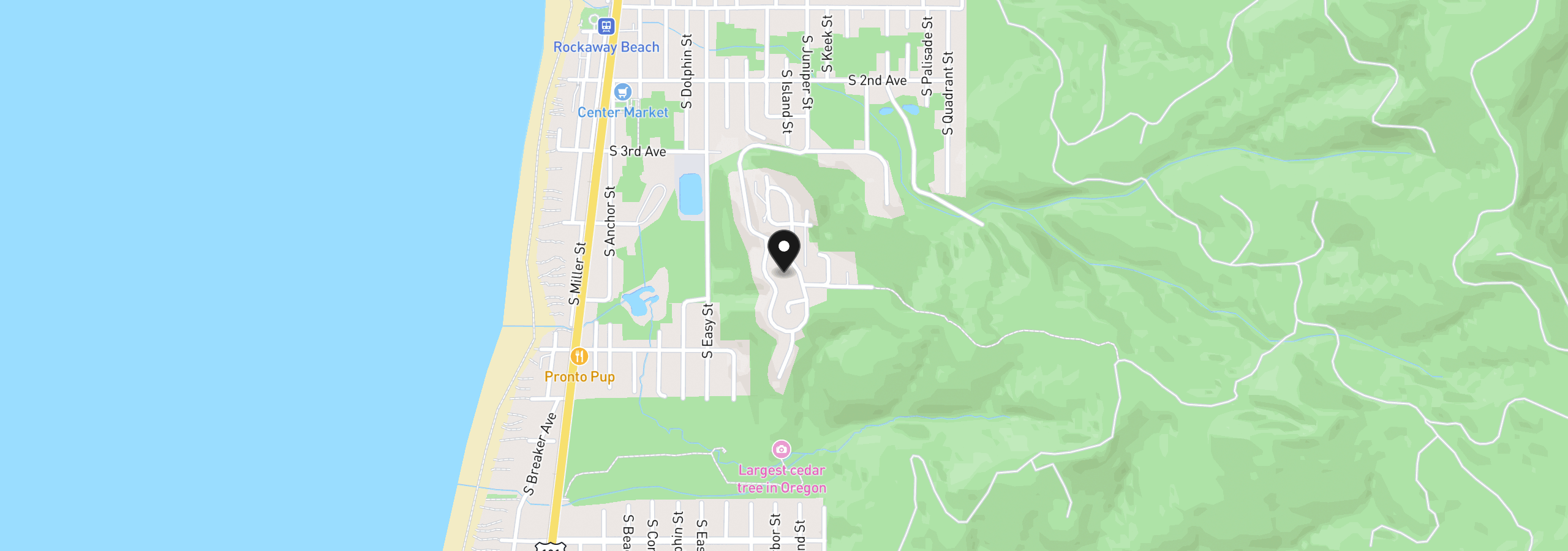 Map showing the location of 461 Home Ct, Rockaway Beach, OR 97136