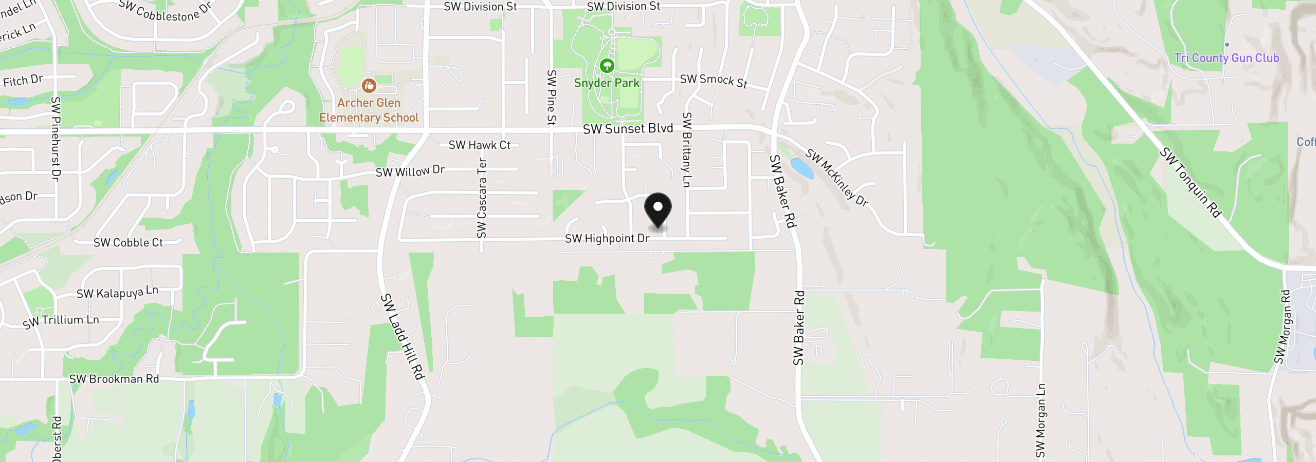 Map showing the location of 23933 SW Scott Ridge Ter, Sherwood, OR 97140