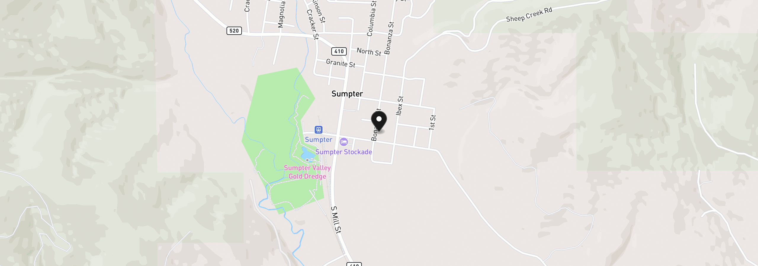 Map showing the location of 272 SE Bonanza St, Sumpter, OR 97877