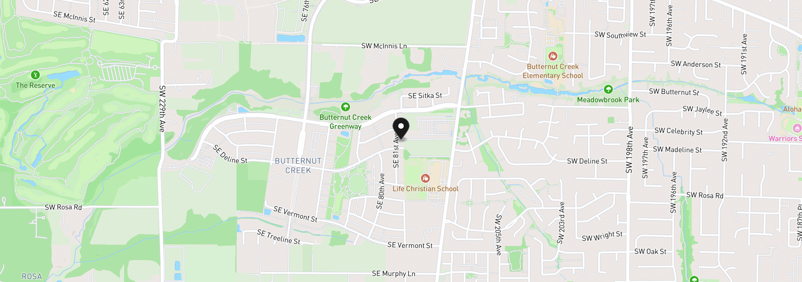 Map showing the location of 5310 SE 81st Ave, Hillsboro, OR 97123