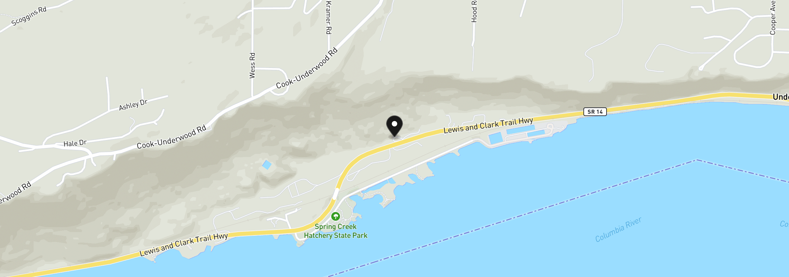 Map showing the location of 62071 State Hwy 14, Underwood, Wa 98651