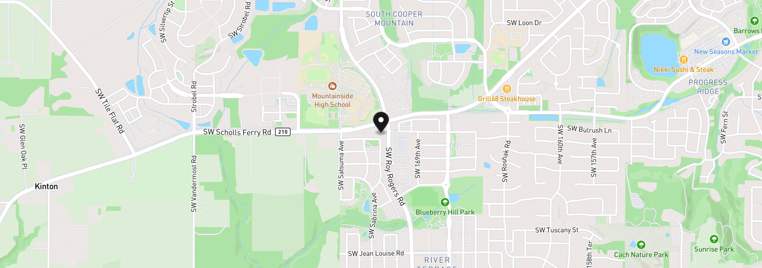 Map showing the location of 13020 SW Larkwood Pl, Tigard, OR 97224