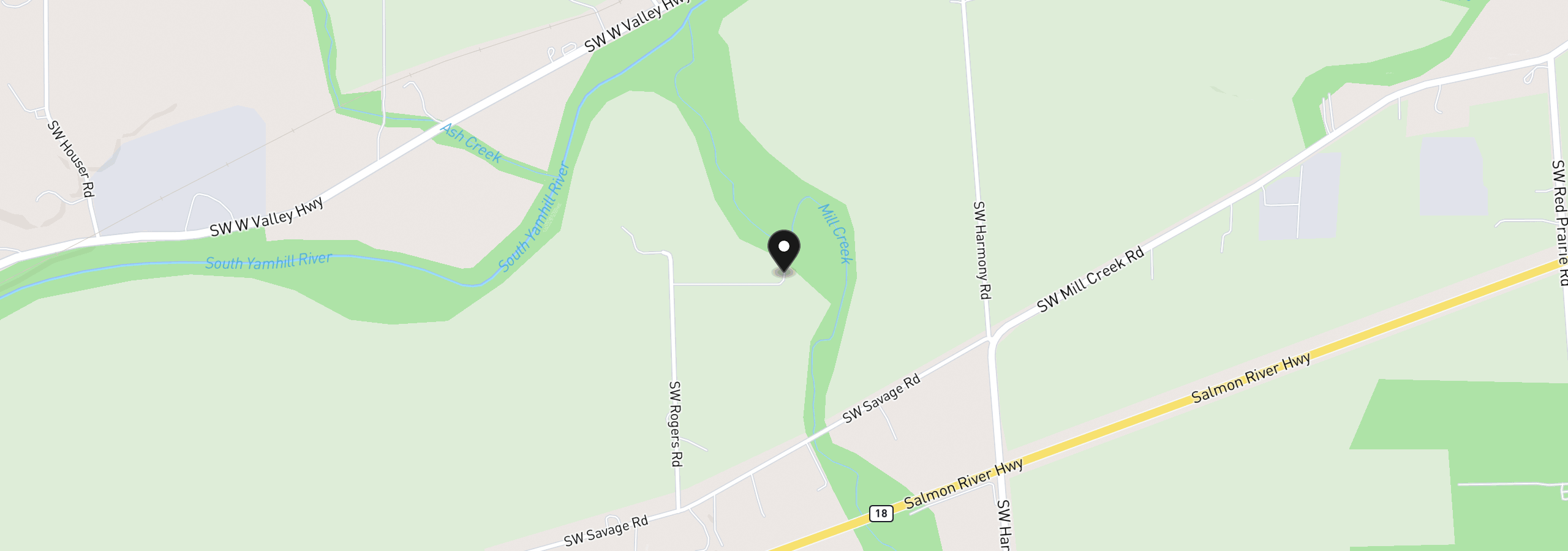 Map showing the location of 24291 SW Rogers Rd, Sheridan, OR 97378