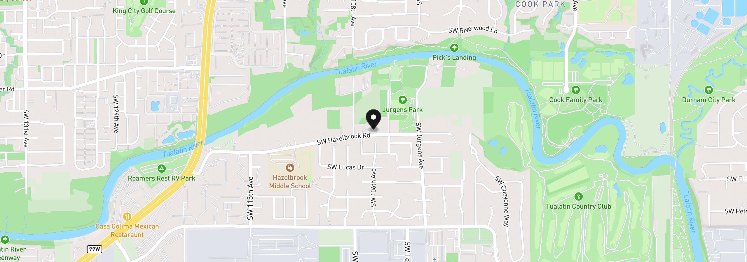 Map showing the location of 10609 SW Hazelbrook Rd, Tualatin, OR 97062