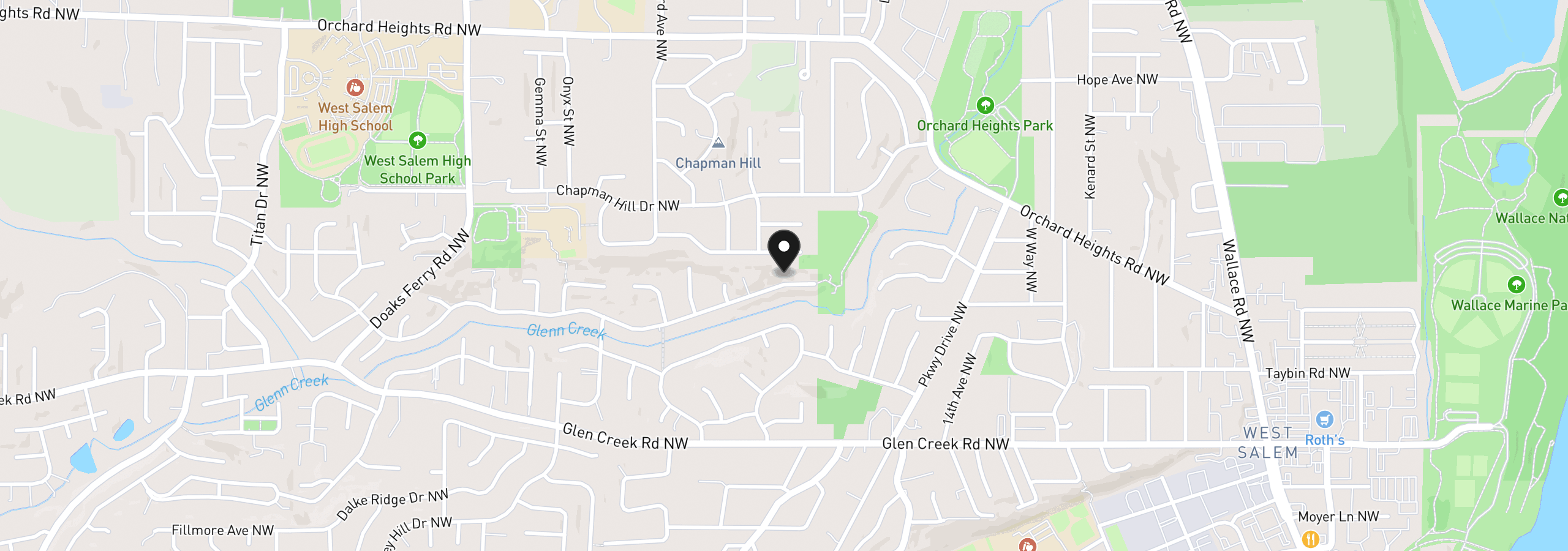 Map showing the location of 1667 Ptarmigan St NW, Salem, OR 97304