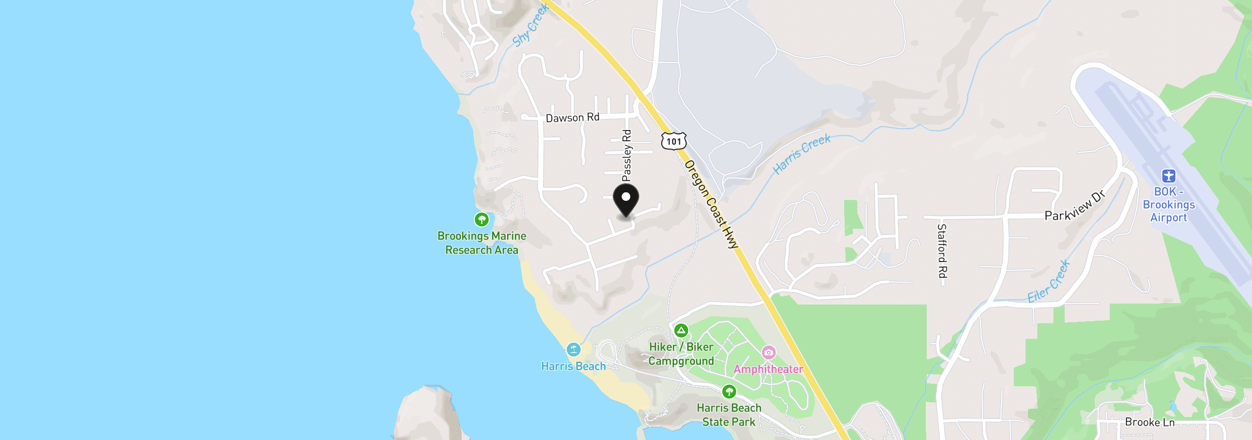 Map showing the location of 17186 S Passley Rd, Brookings, OR 97415