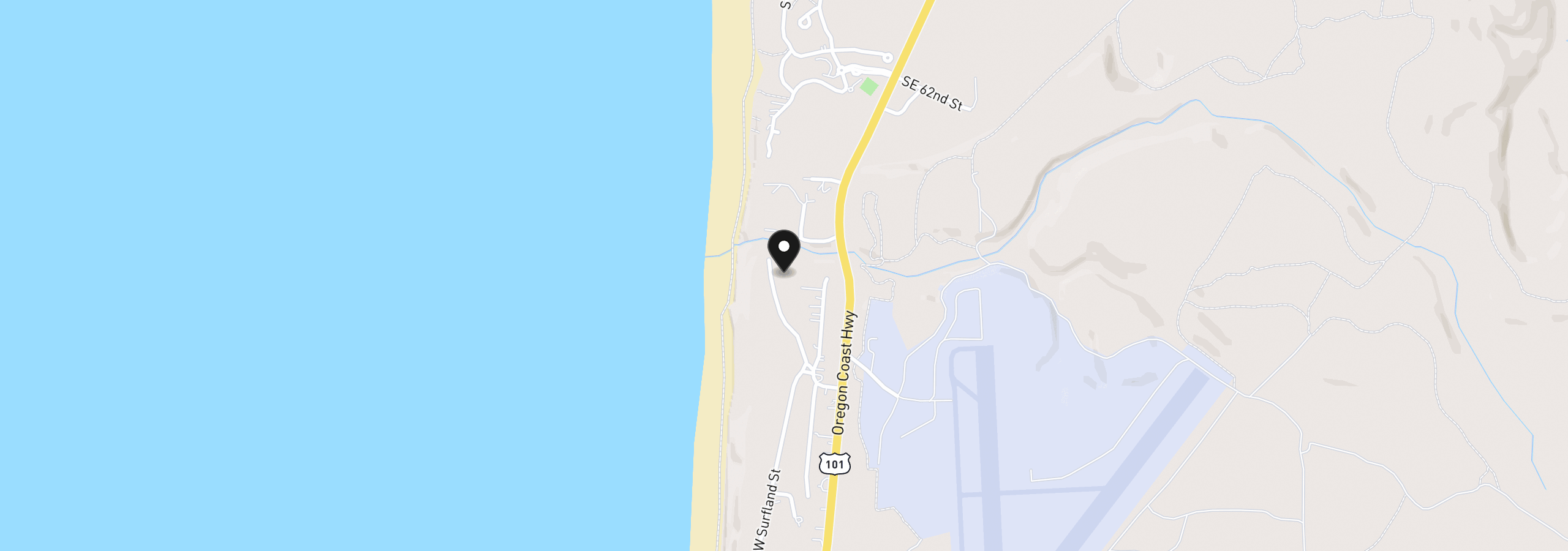 Map showing the location of 6989 SW Surfland St, South Beach, OR 97366