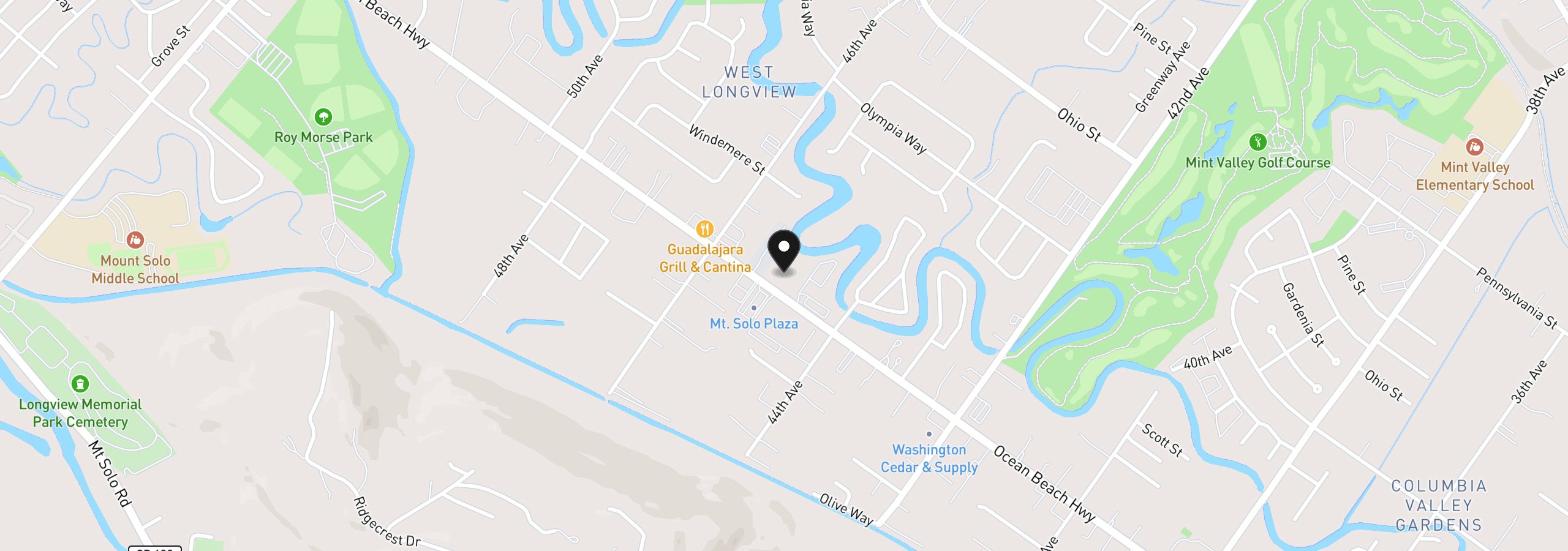 Map showing the location of 4504 Ocean Beach Hwy, Longview, Wa 98632