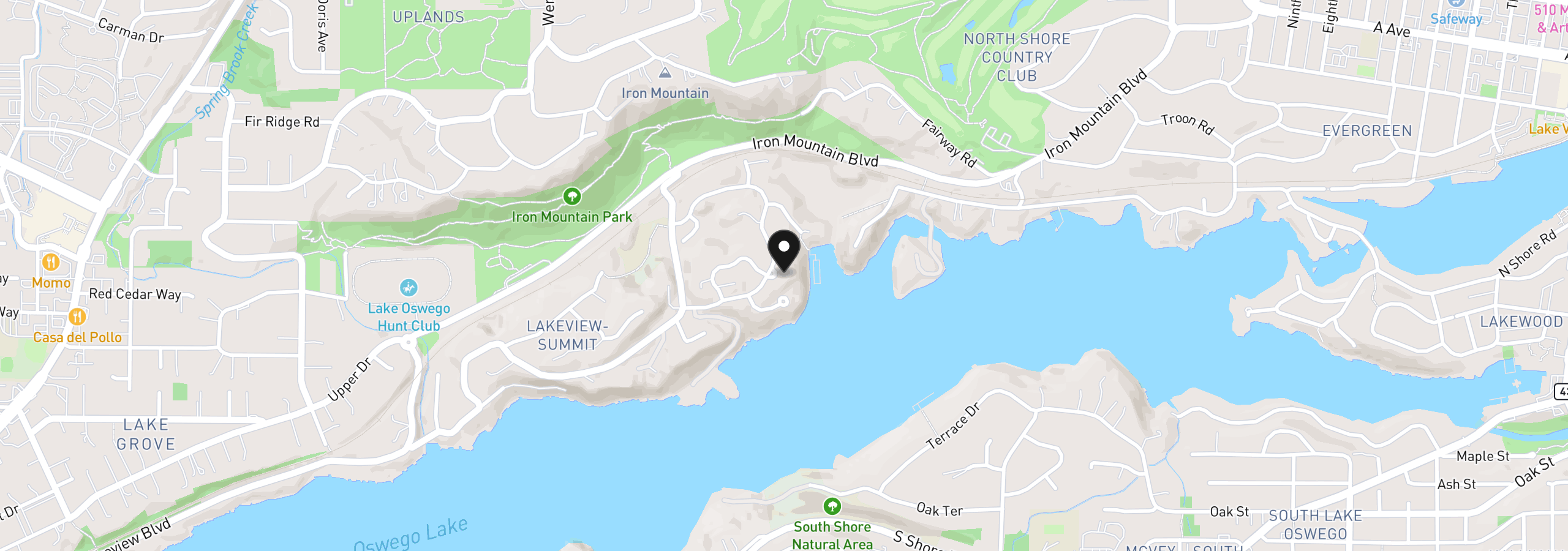 Map showing the location of 15599 Village Dr, Lake Oswego, OR 97034