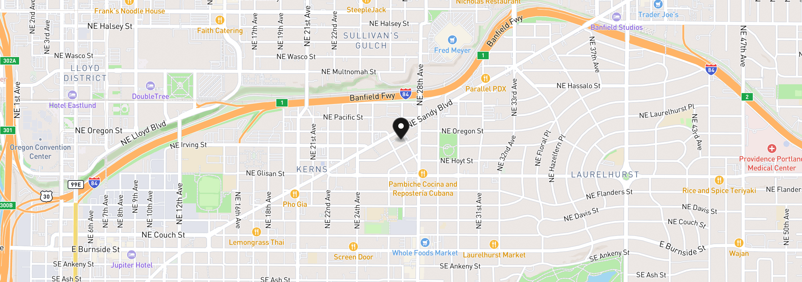 Map showing the location of 711 NE Randall Ave 301, Portland, OR 97232