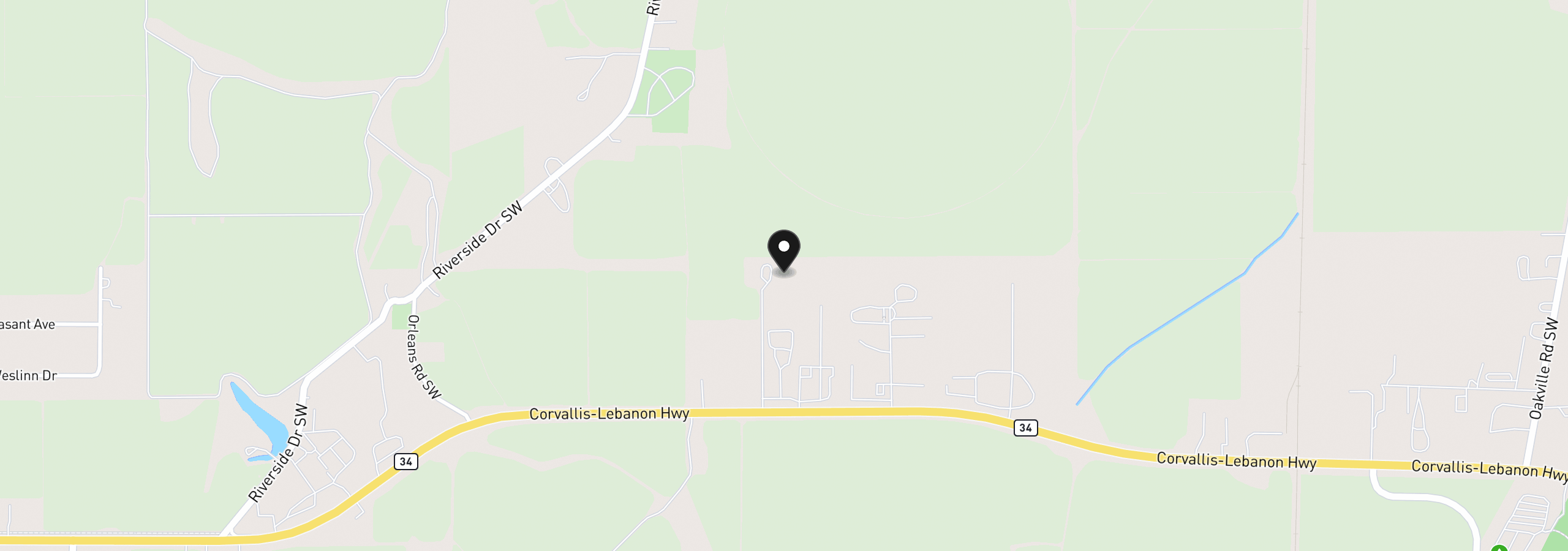 Map showing the location of (Near 34123) Cushman Rd 1400, Albany, OR 97321