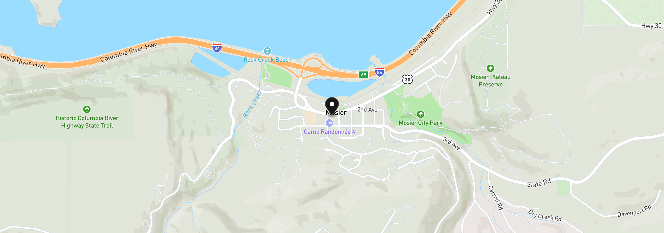 Map showing the location of 1104 1st Ave, Mosier, OR 97040