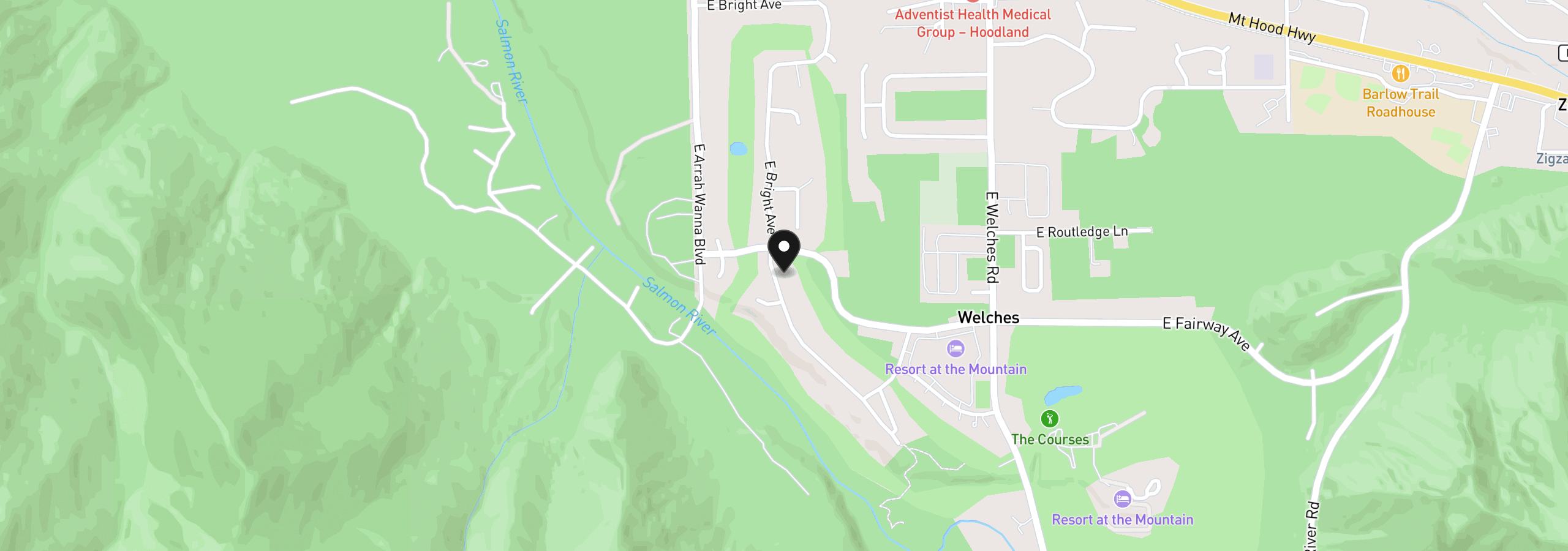 Map showing the location of 25375 E Bright Ave, Welches, OR 97067