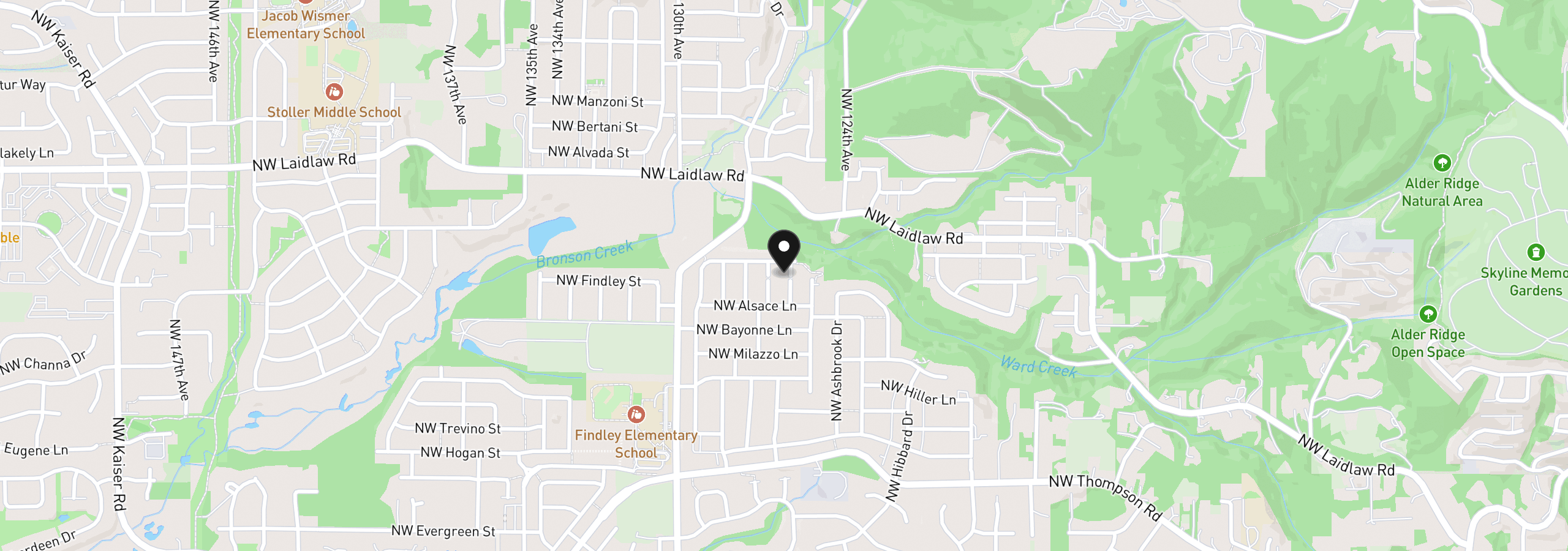 Map showing the location of 4655 NW 126th Pl, Portland, OR 97229