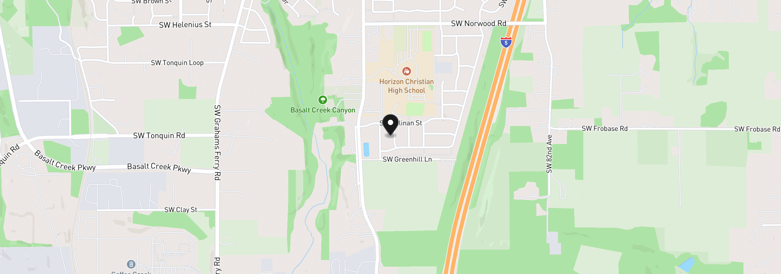 Map showing the location of 23808 SW Pensacola Ter, Tualatin, OR 97062