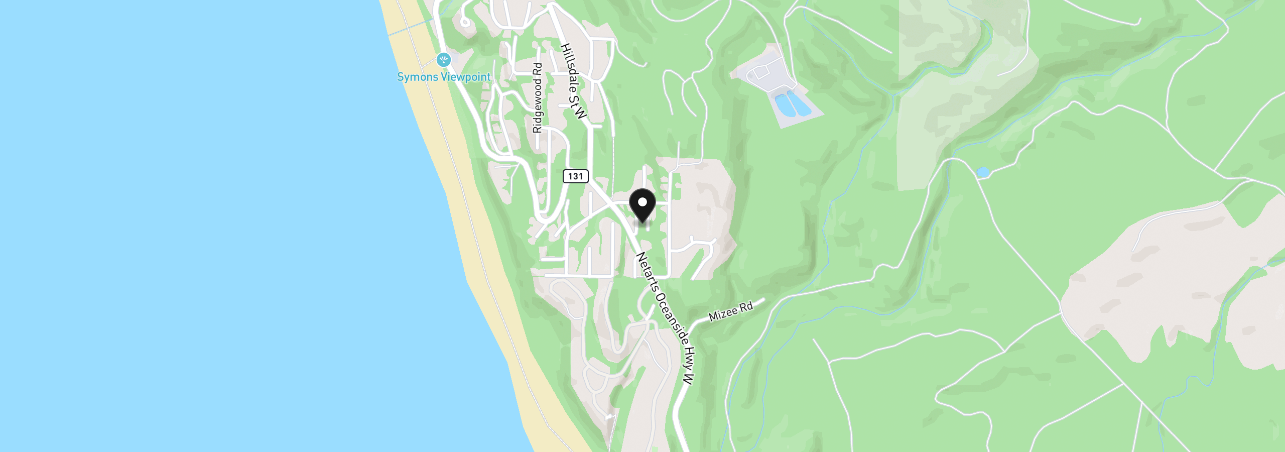 Map showing the location of 405 Meena Way Ave, Oceanside, OR 97134