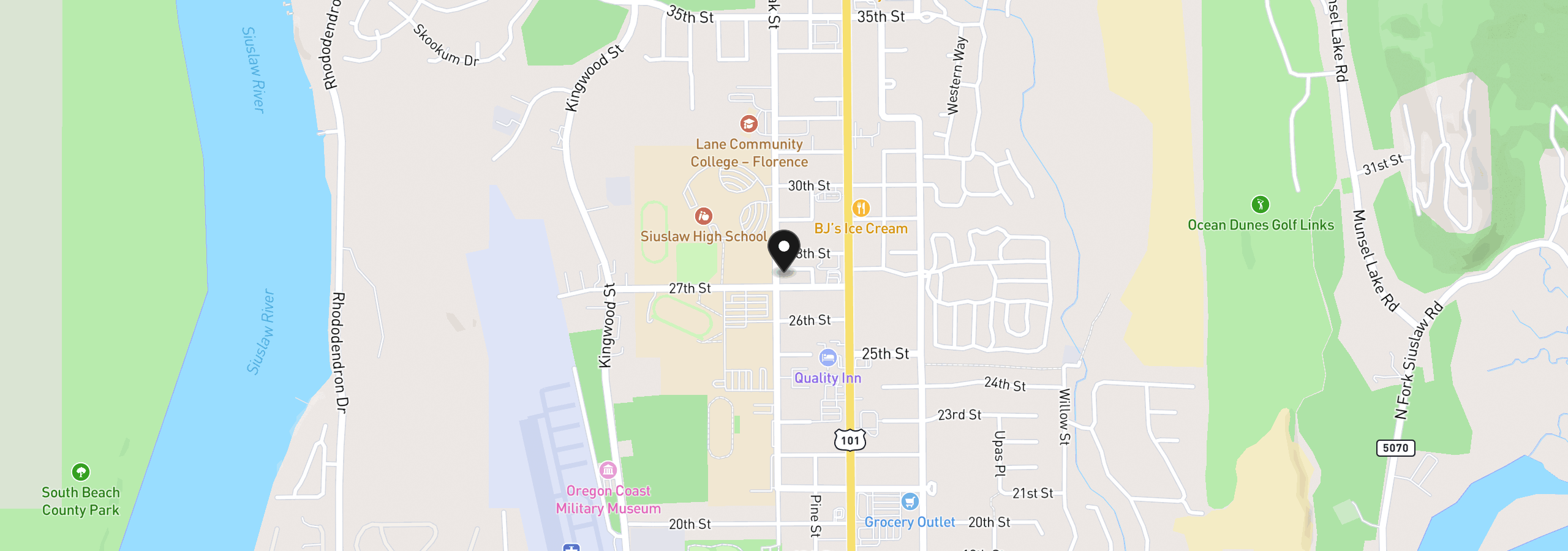 Map showing the location of 1699 27th St 18, Florence, OR 97439