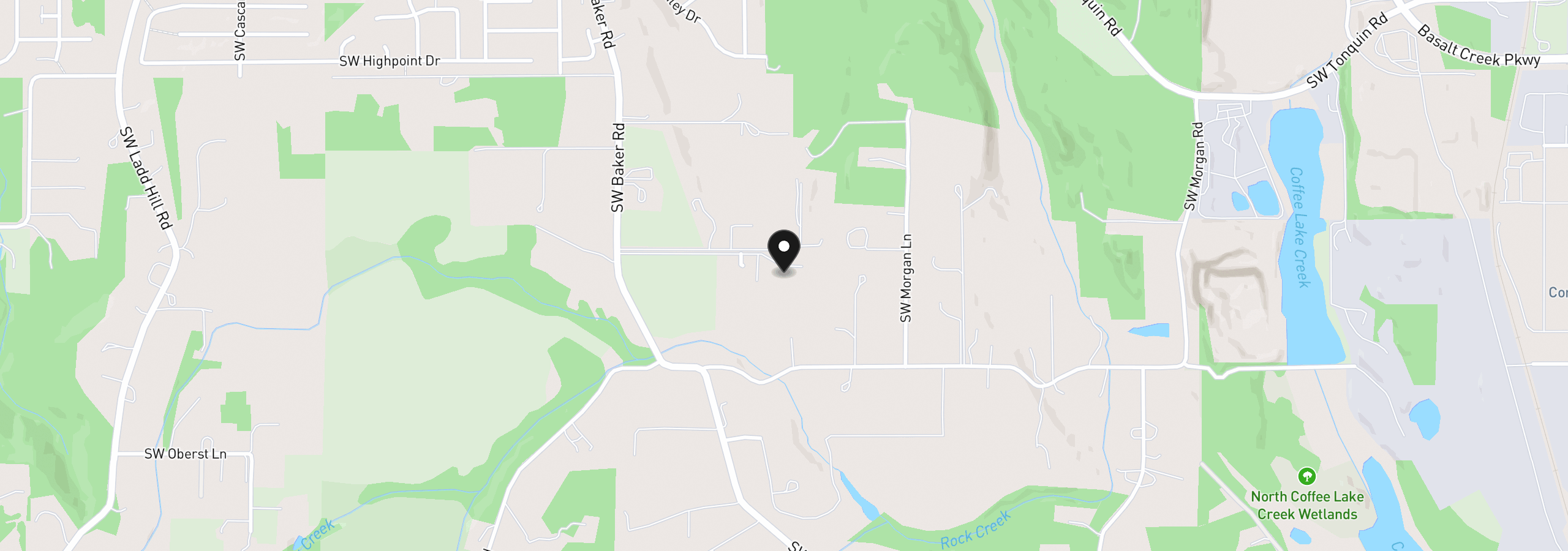 Map showing the location of 24390 SW Baker Rd, Sherwood, OR 97140