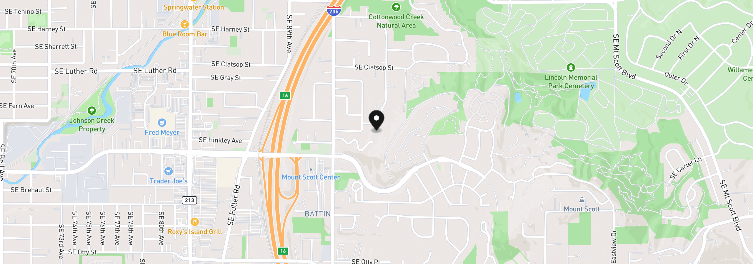 Map showing the location of 9380 SE Emmert View Ct, Happy Valley, OR 97086