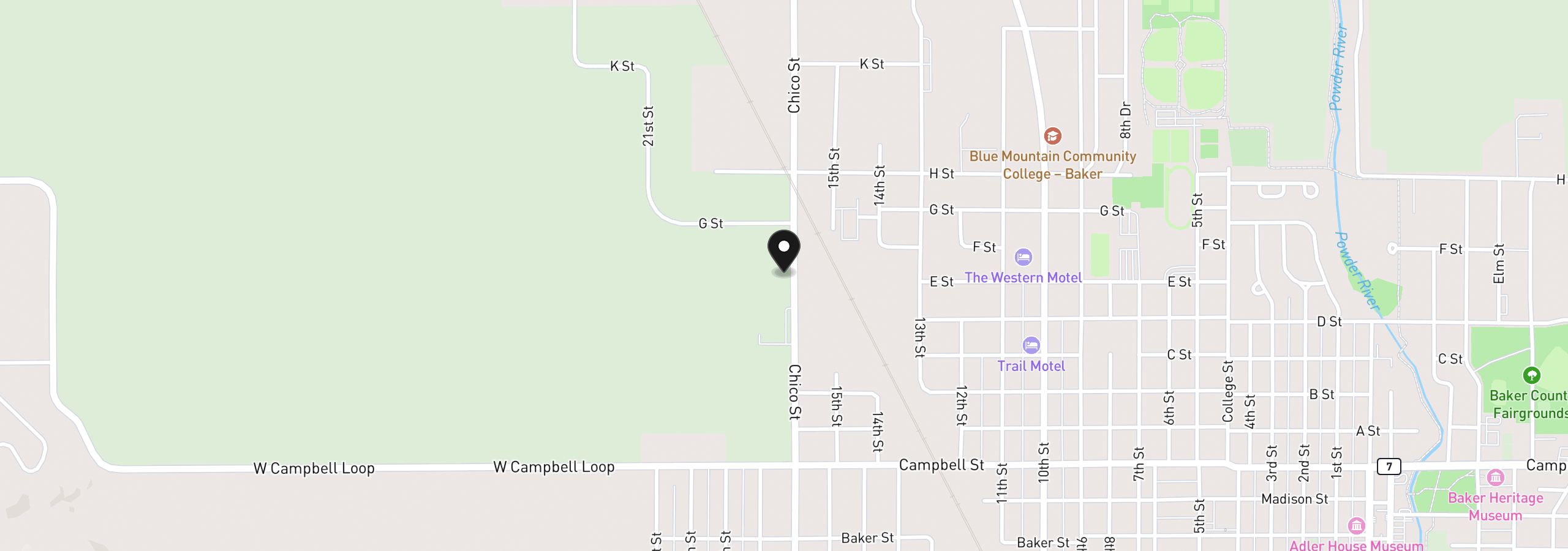 Map showing the location of 0 17th St 2, Baker City, OR 97814