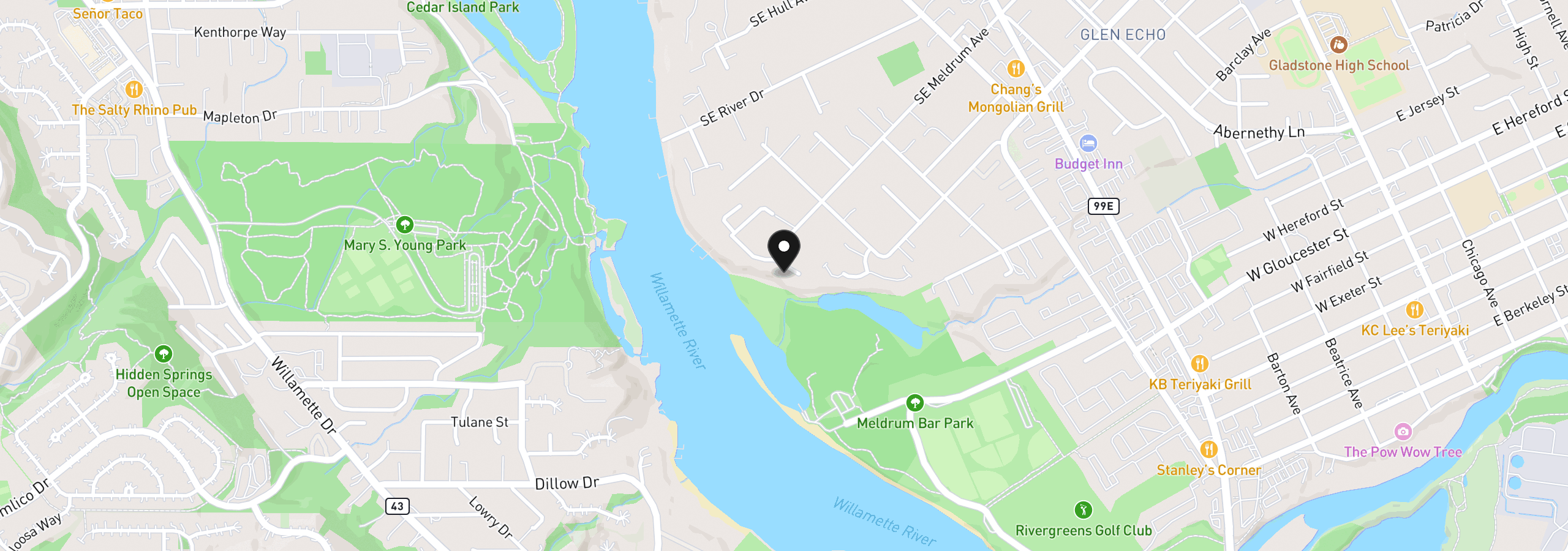 Map showing the location of 19697 SE Cottonwood St, Milwaukie, OR 97267