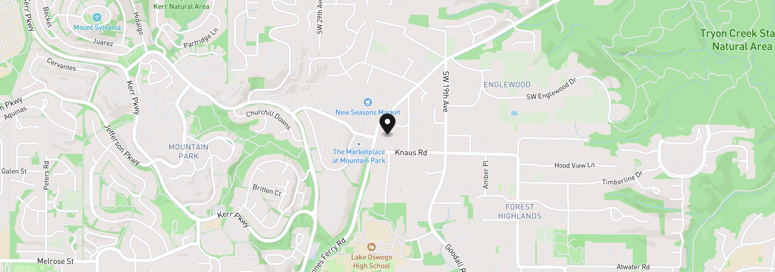 Map showing the location of 12886 Boones Ferry Rd, Lake Oswego, OR 97035