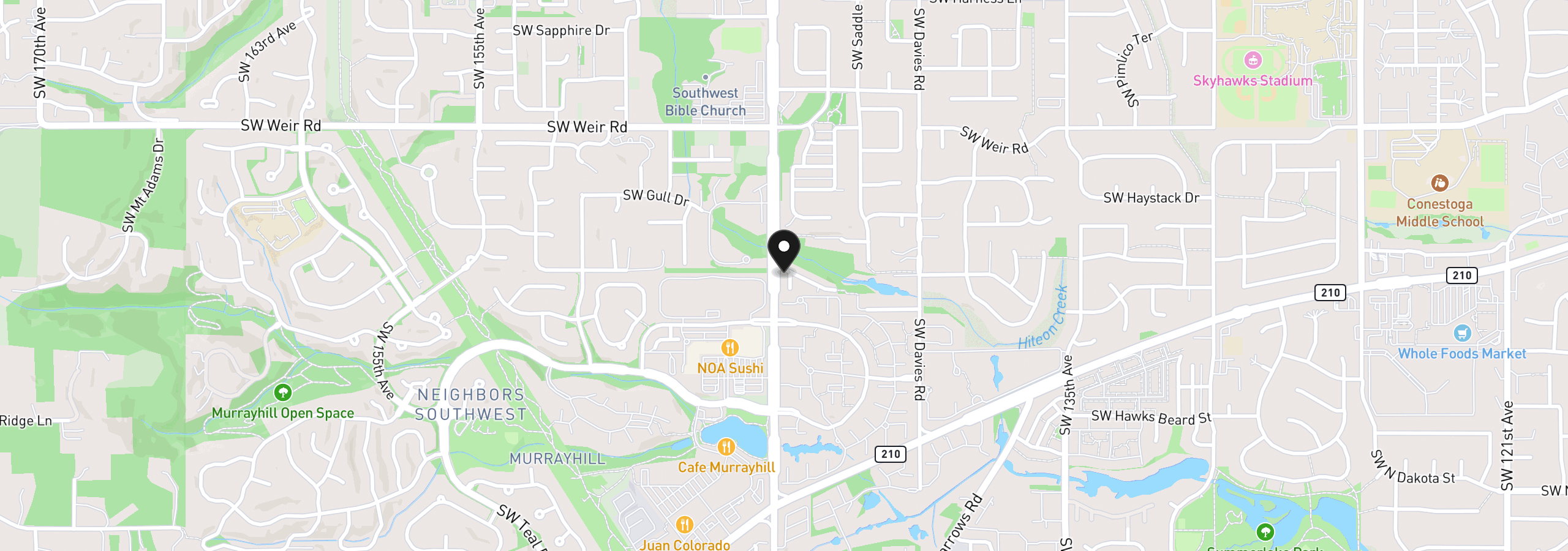 Map showing the location of 10465 SW Cougar Ln, Beaverton, OR 97003
