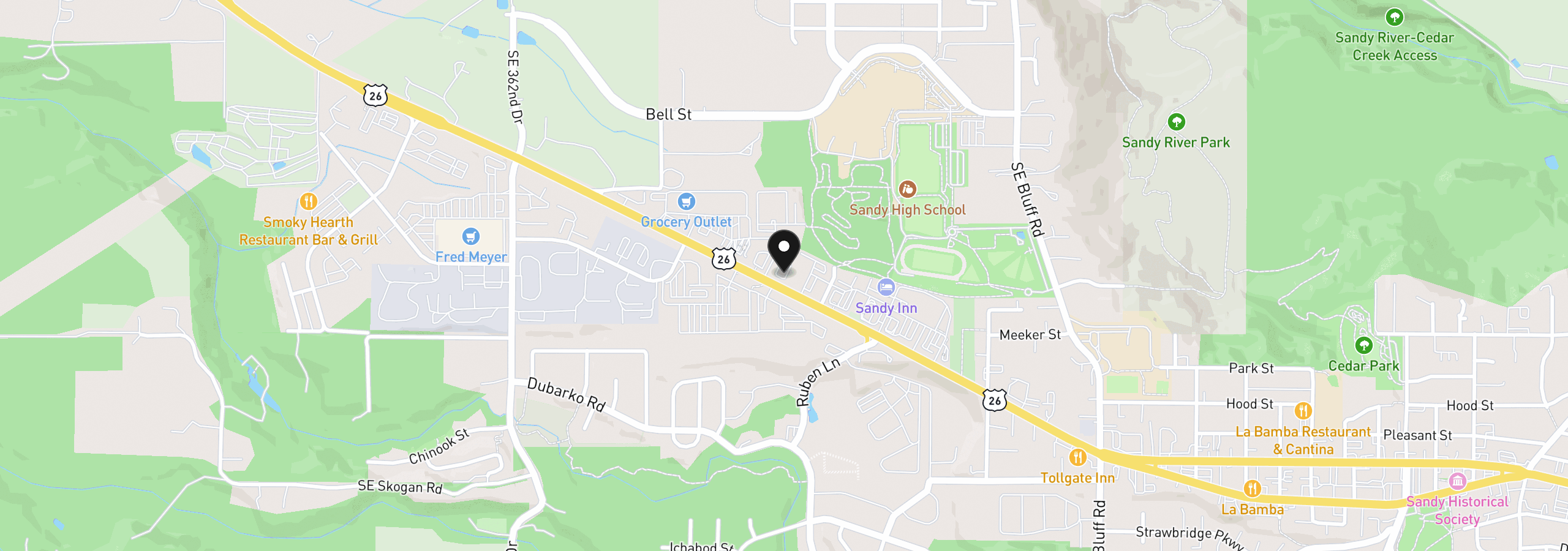 Map showing the location of 37115 Highway 26, Sandy, OR 97055