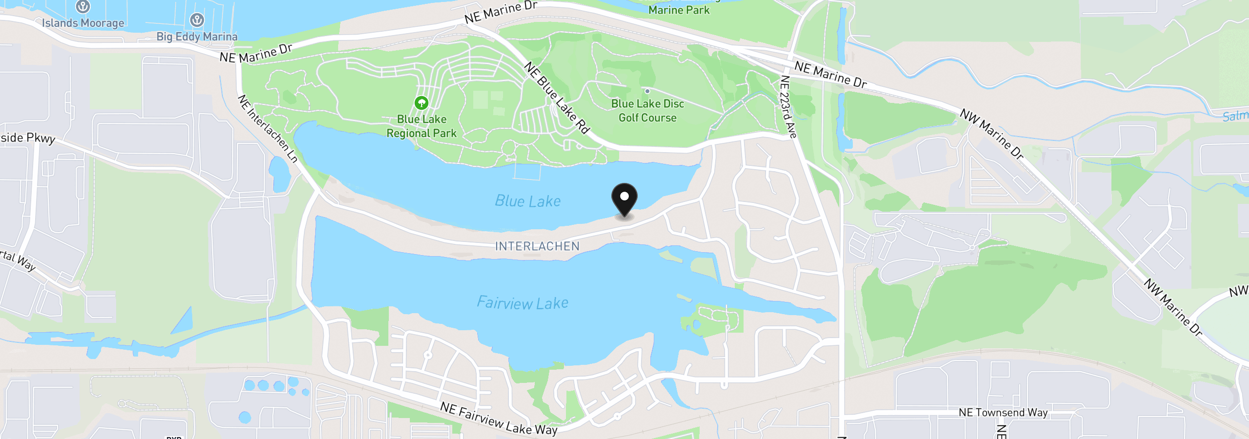Map showing the location of 21345 NE Interlachen Ln, Fairview, OR 97024