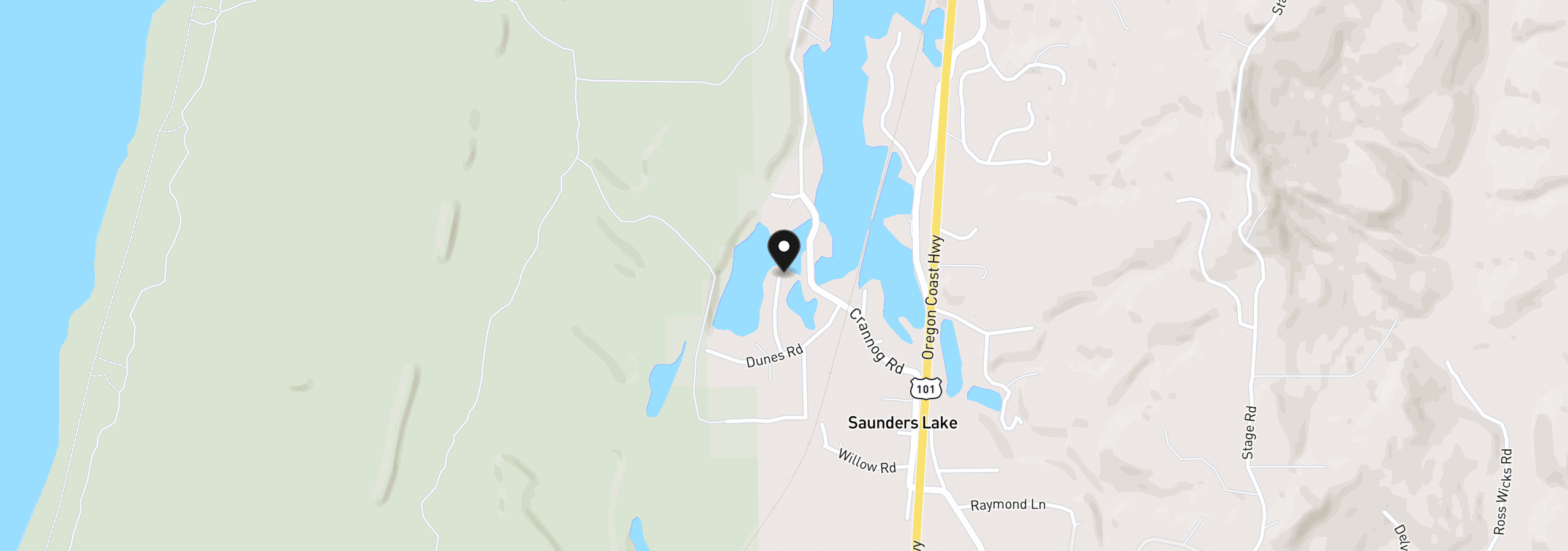 Map showing the location of 70343 Peninsula Rd, North Bend, OR 97459