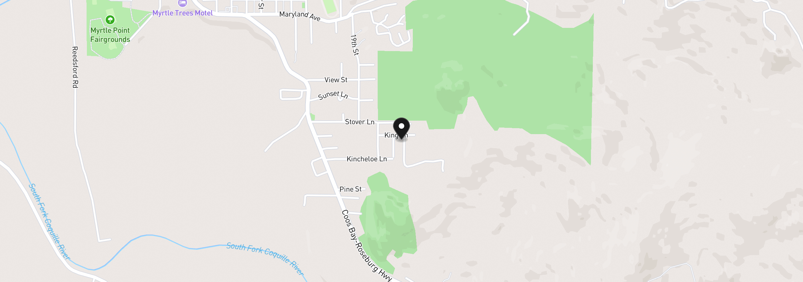 Map showing the location of 1826 22nd St, Myrtle Point, OR 97458