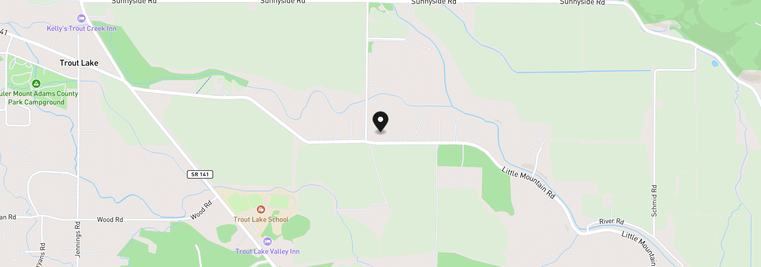 Map showing the location of 91 Little Mountain Rd, Trout Lake, Wa 98650