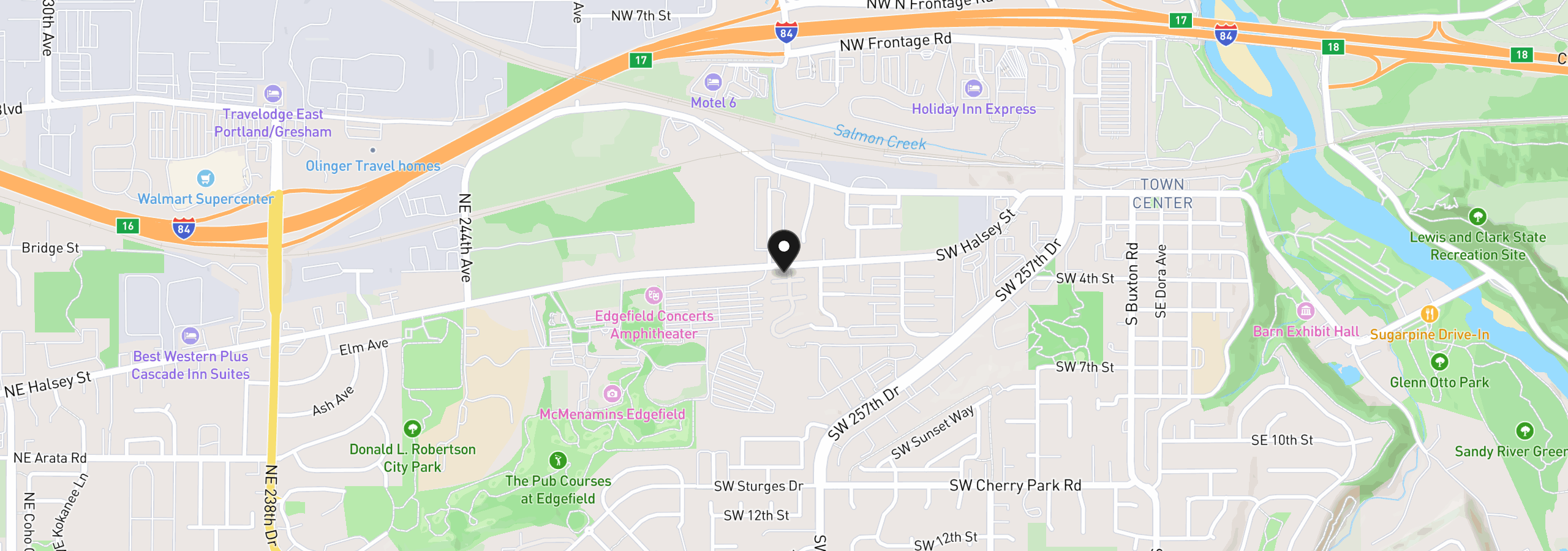 Map showing the location of 1401 SW Edgefield Meadows Ct, Troutdale, OR 97060