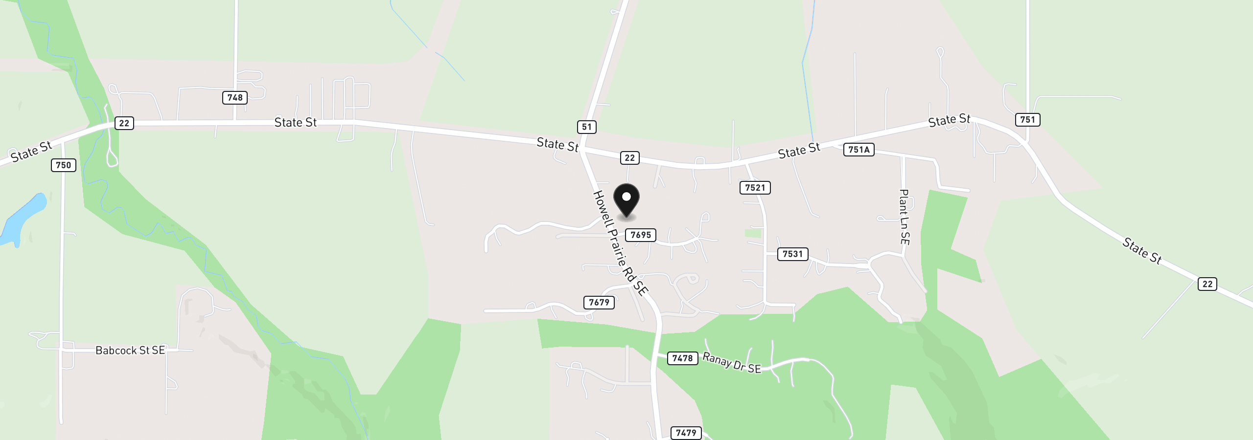 Map showing the location of 230 SE Howell Prairie Rd, Salem, OR 97317