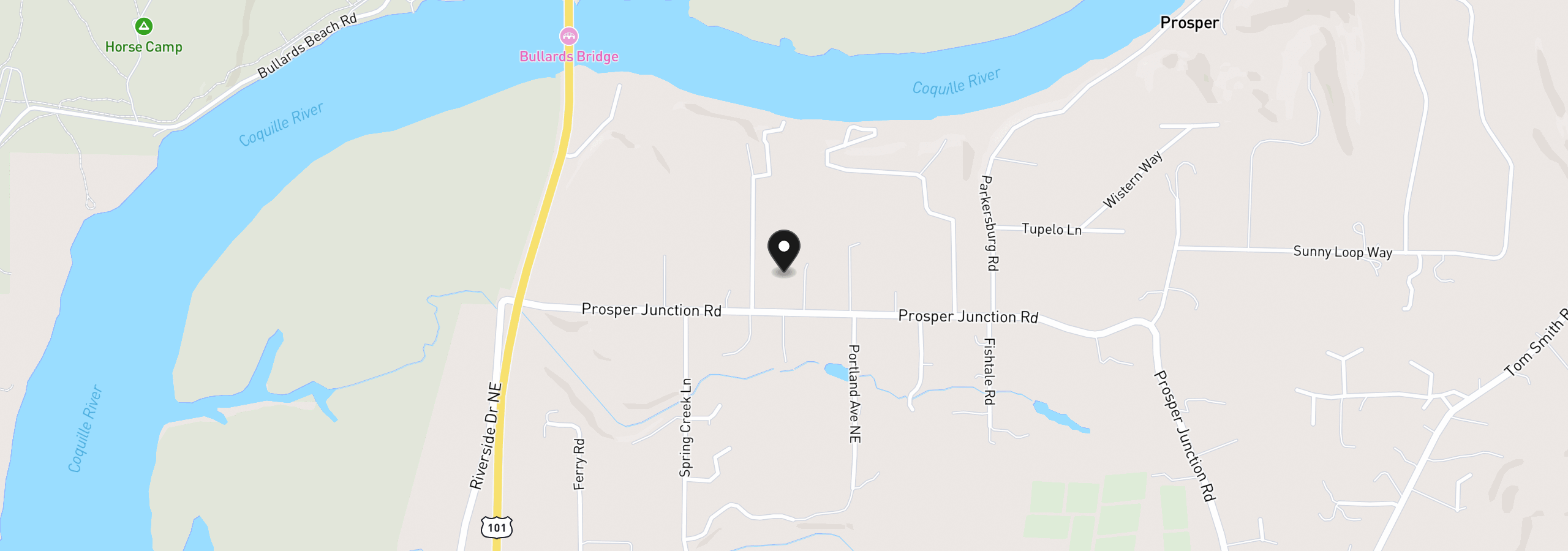 Map showing the location of 55942 Lost Valley Rd, Bandon, OR 97411