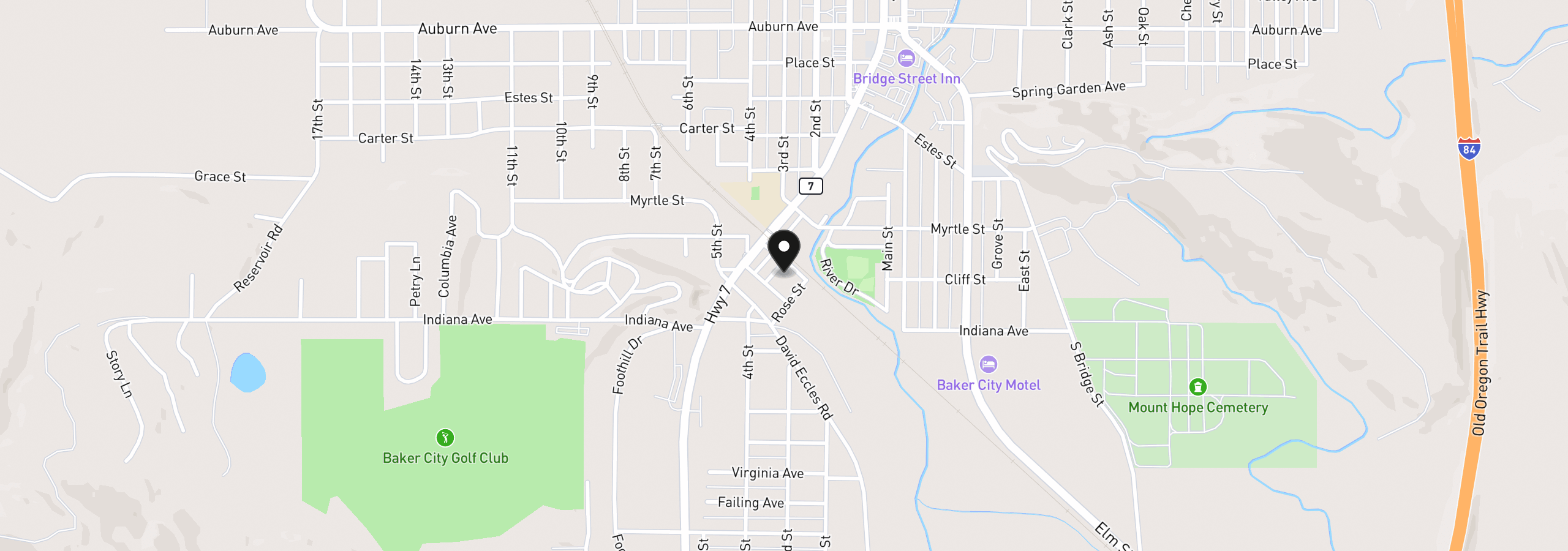 Map showing the location of 1036 Tamar St, Baker City, OR 97814