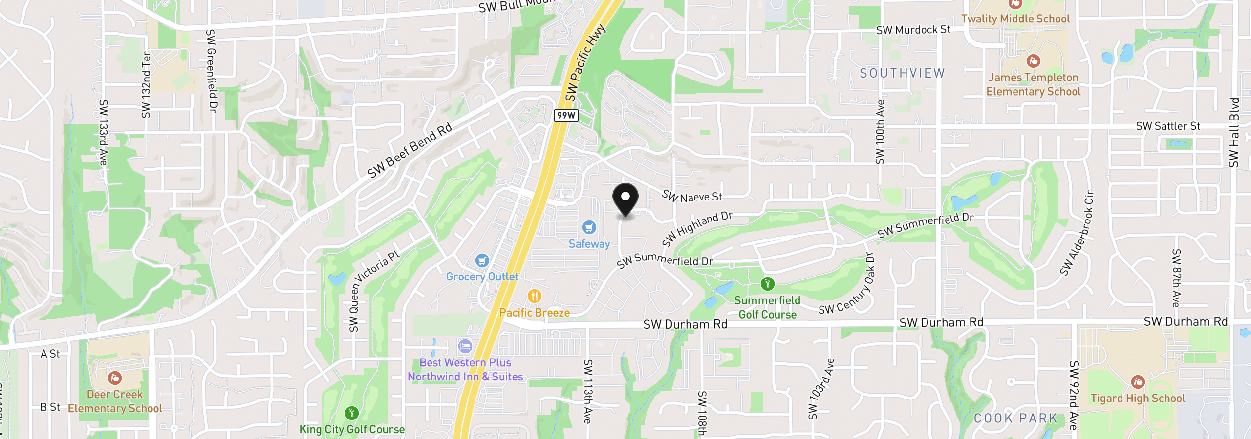 Map showing the location of 15522 SW 114th Ct 51, Tigard, OR 97224