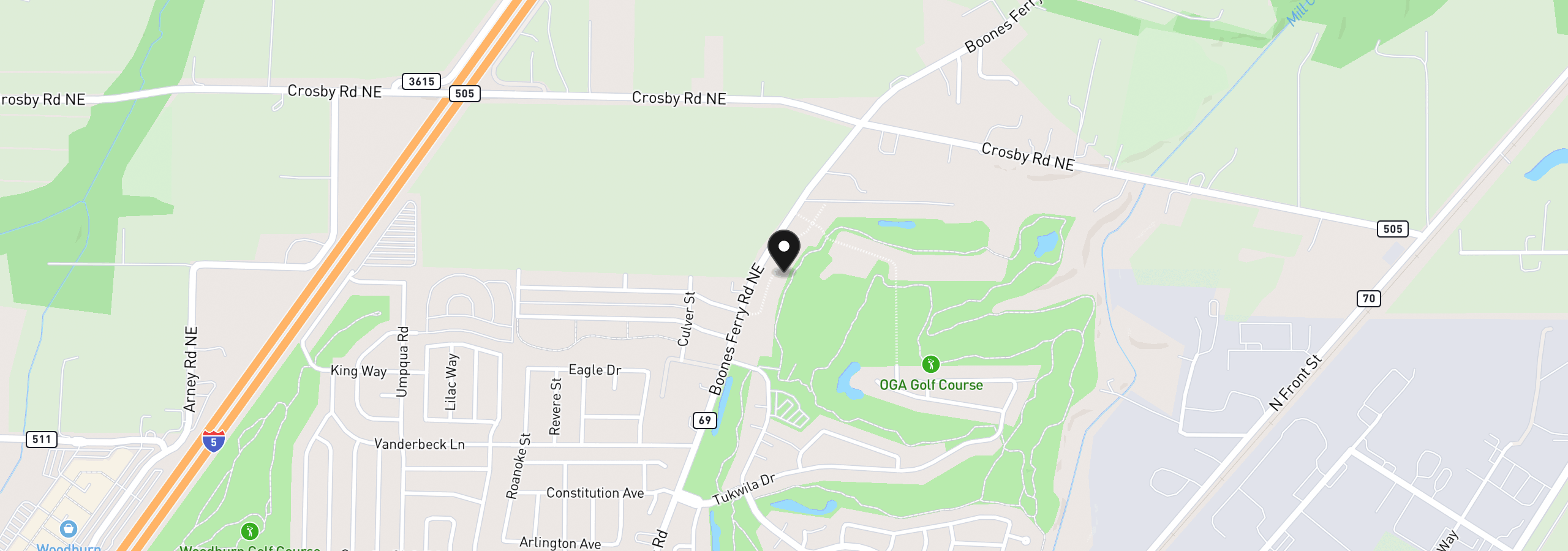 Map showing the location of 3192 Nightingale Dr, Woodburn, OR 97071