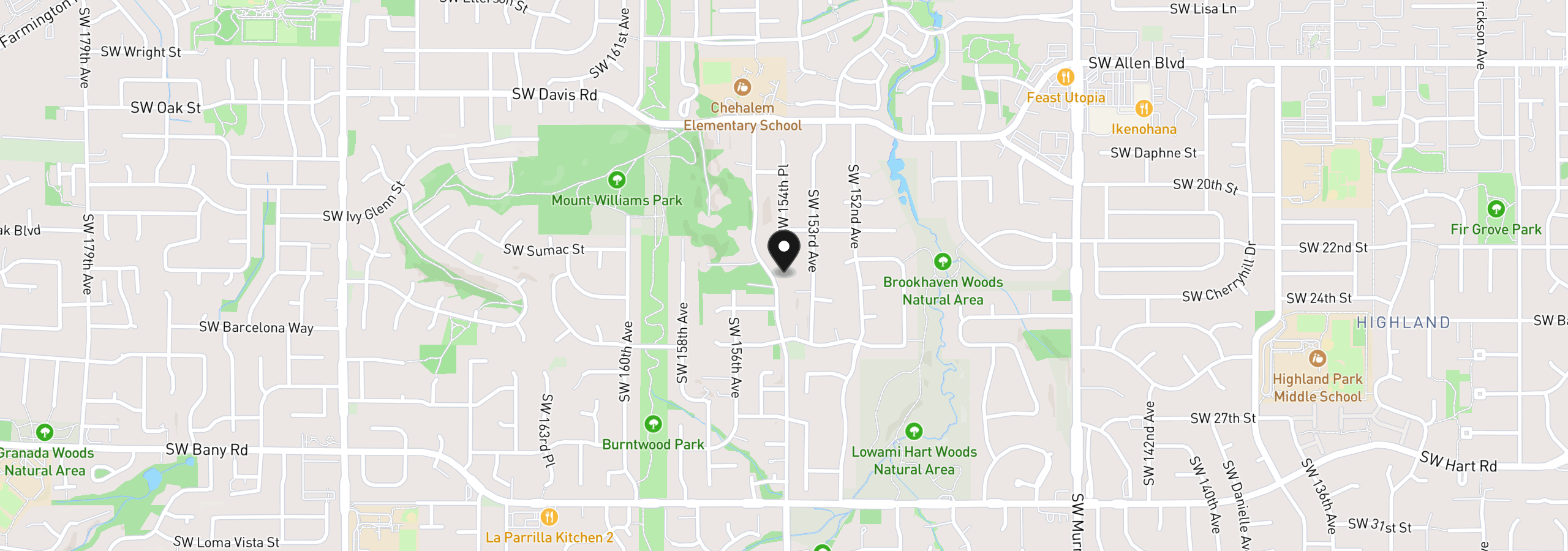 Map showing the location of 6694 SW 154th Pl, Beaverton, OR 97007