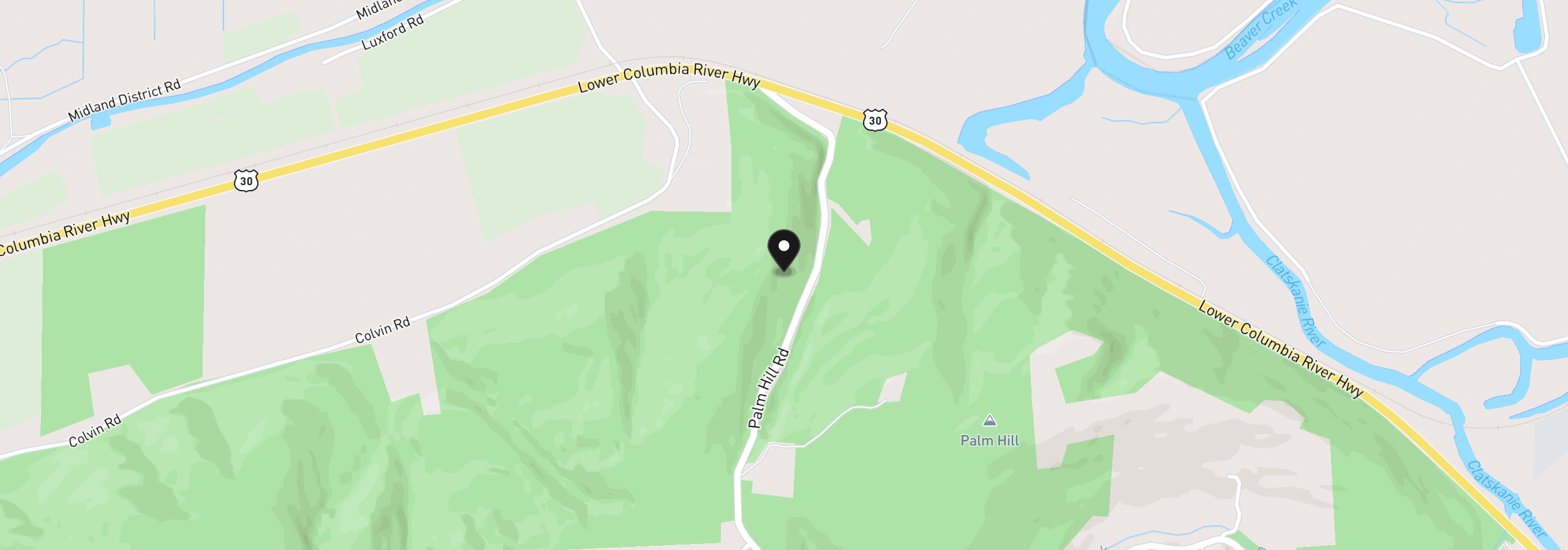 Map showing the location of Palm Hill Rd, Clatskanie, OR 97016