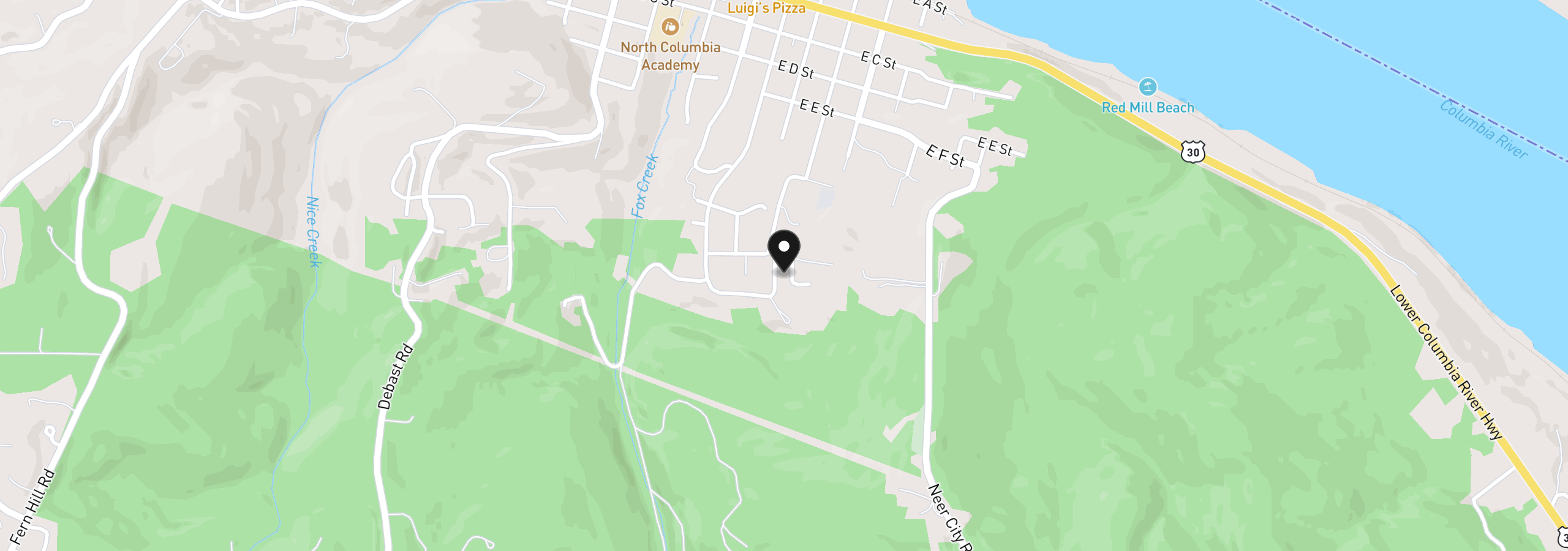 Map showing the location of 330 Richards Dr, Rainier, OR 97048