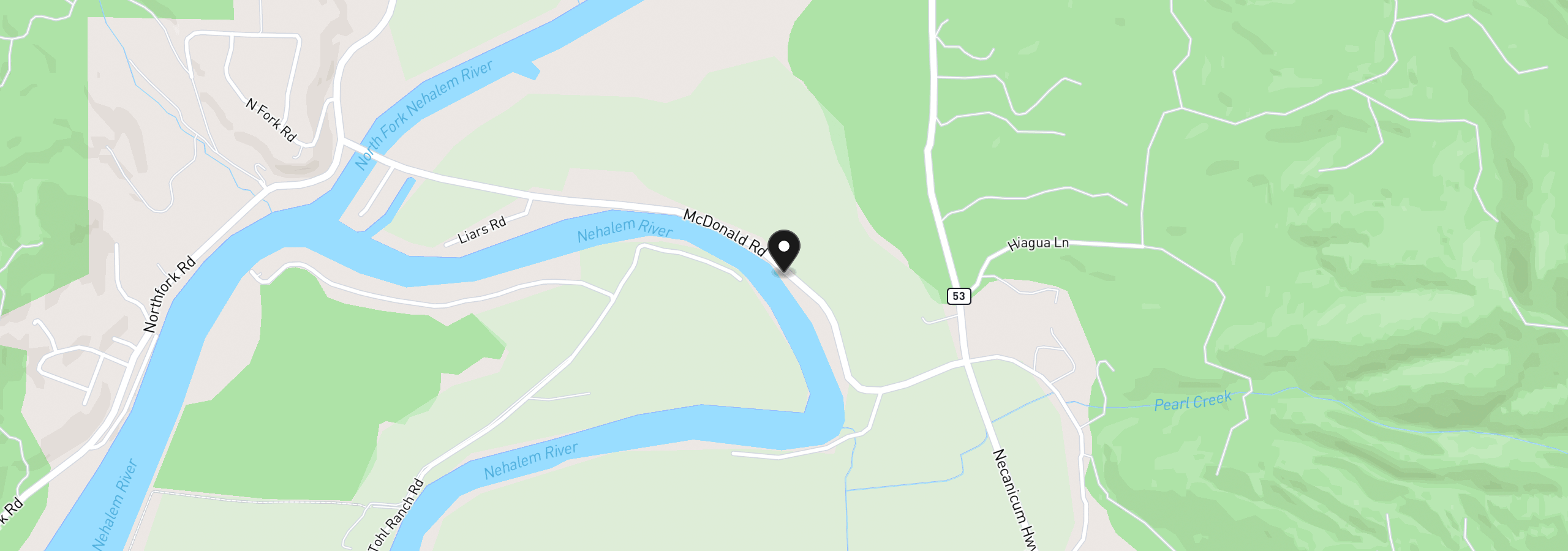 Map showing the location of 16225 McDonald Rd, Nehalem, OR 97131
