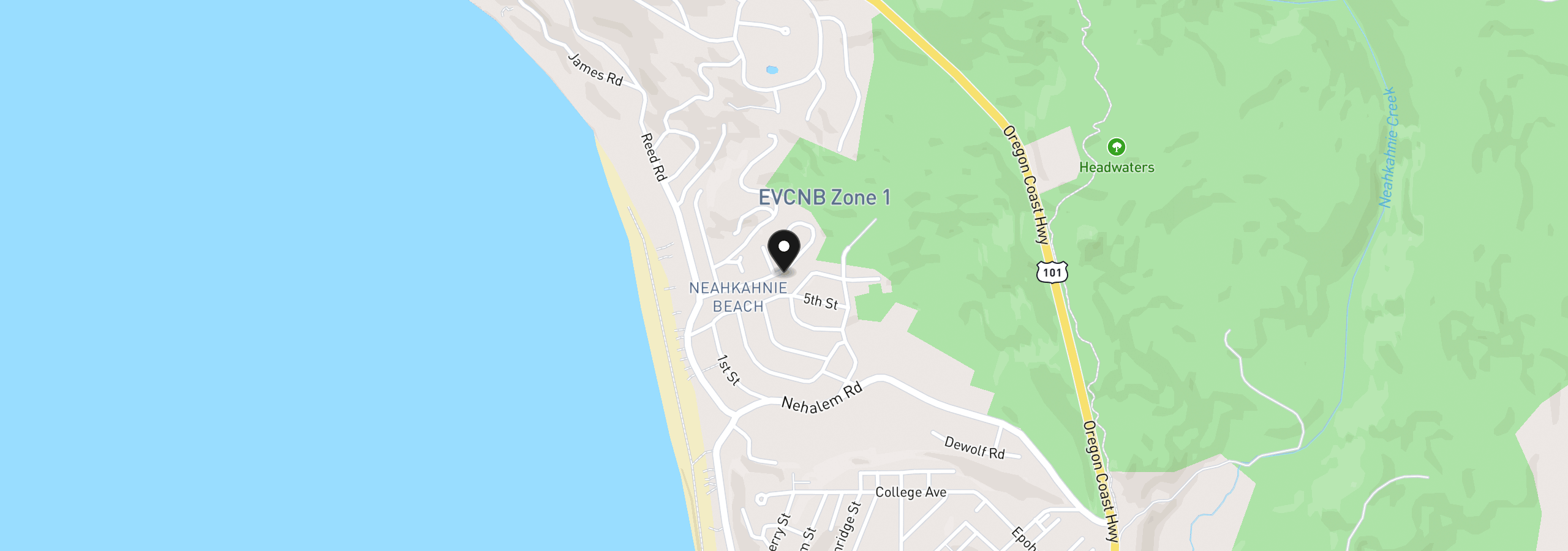 Map showing the location of 8355 Treasure Rocks Rd, Manzanita, OR 97130