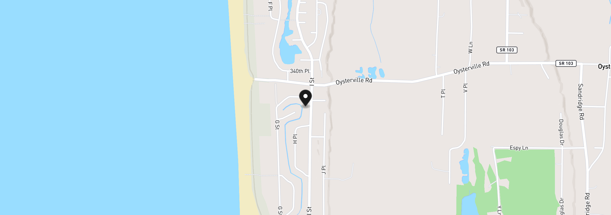 Map showing the location of 33705 I St, Ocean Park, Wa 98640