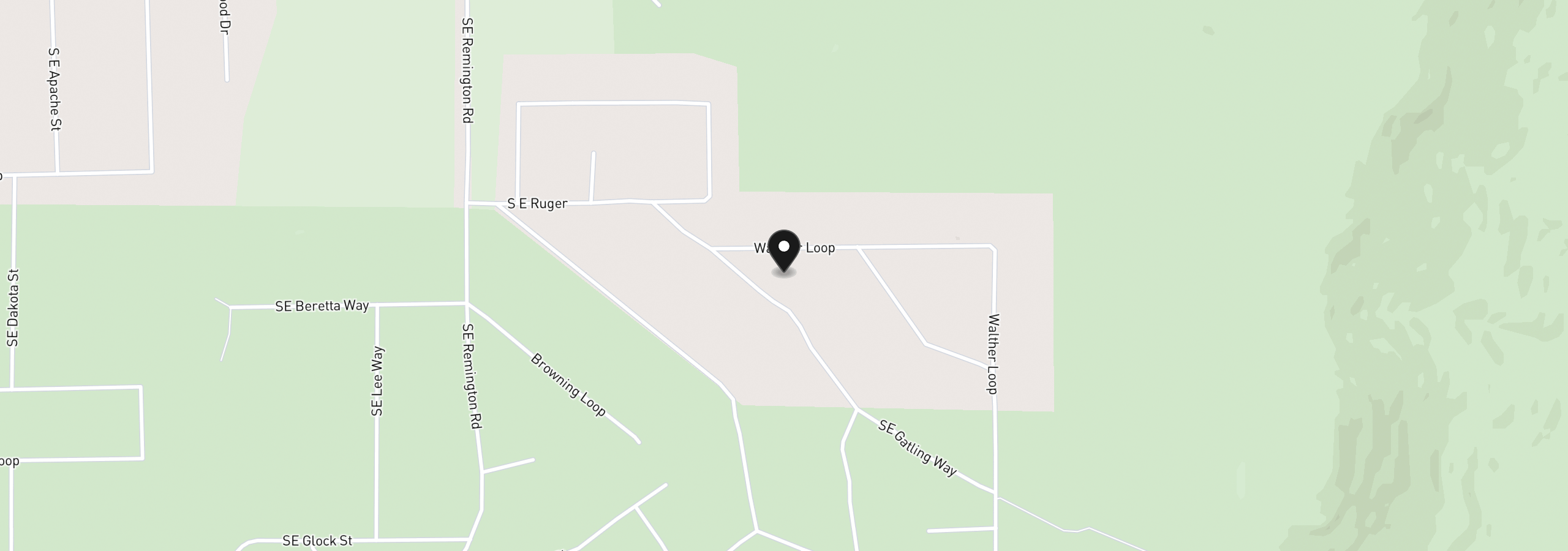 Map showing the location of 14364 SE Gatling Way, Prineville, OR 97754