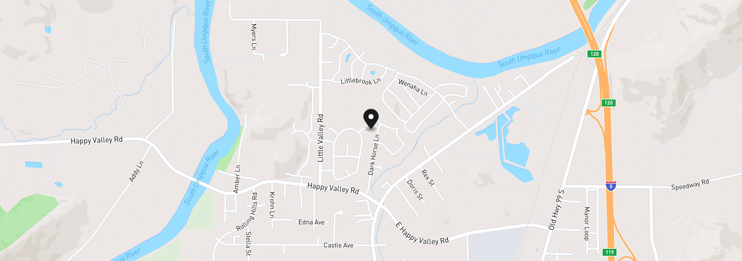 Map showing the location of 125 Aloha Ct, Roseburg, OR 97471