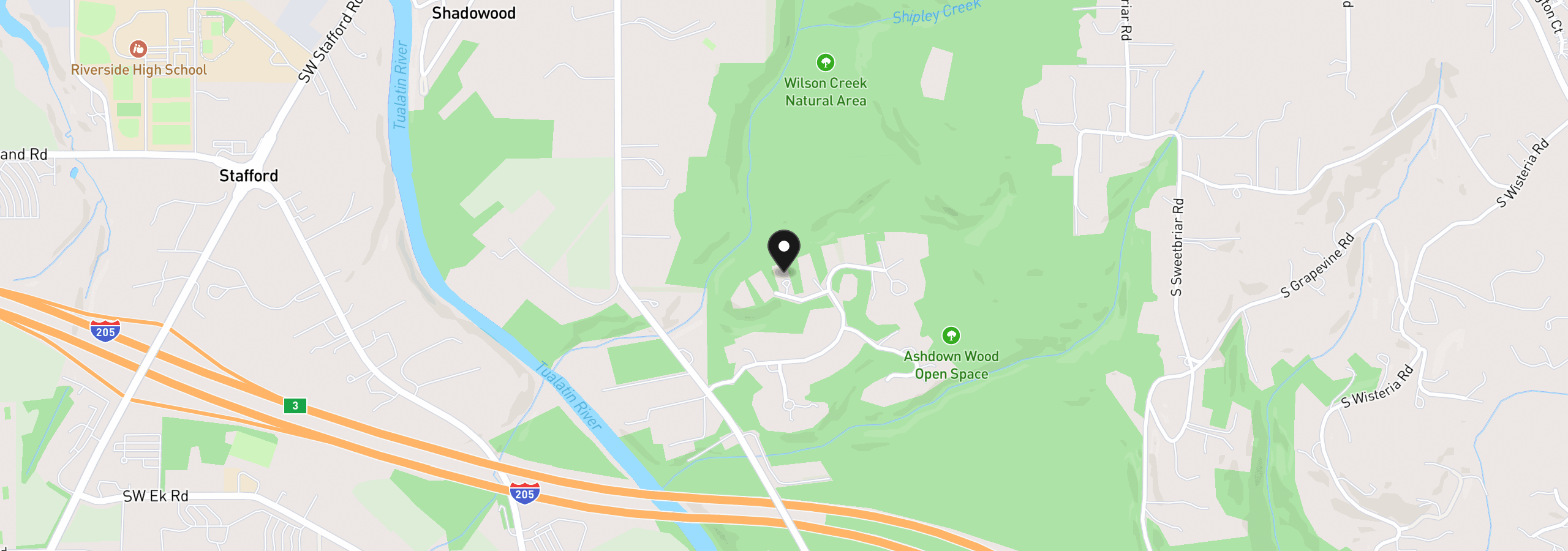 Map showing the location of 625 Victoria Pl, West Linn, OR 97068