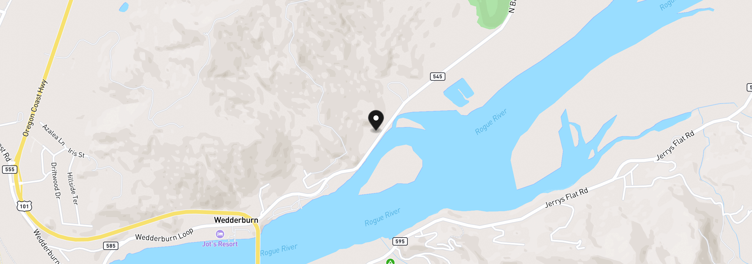 Map showing the location of 0 N Bank Rogue River, Gold Beach, OR 97444