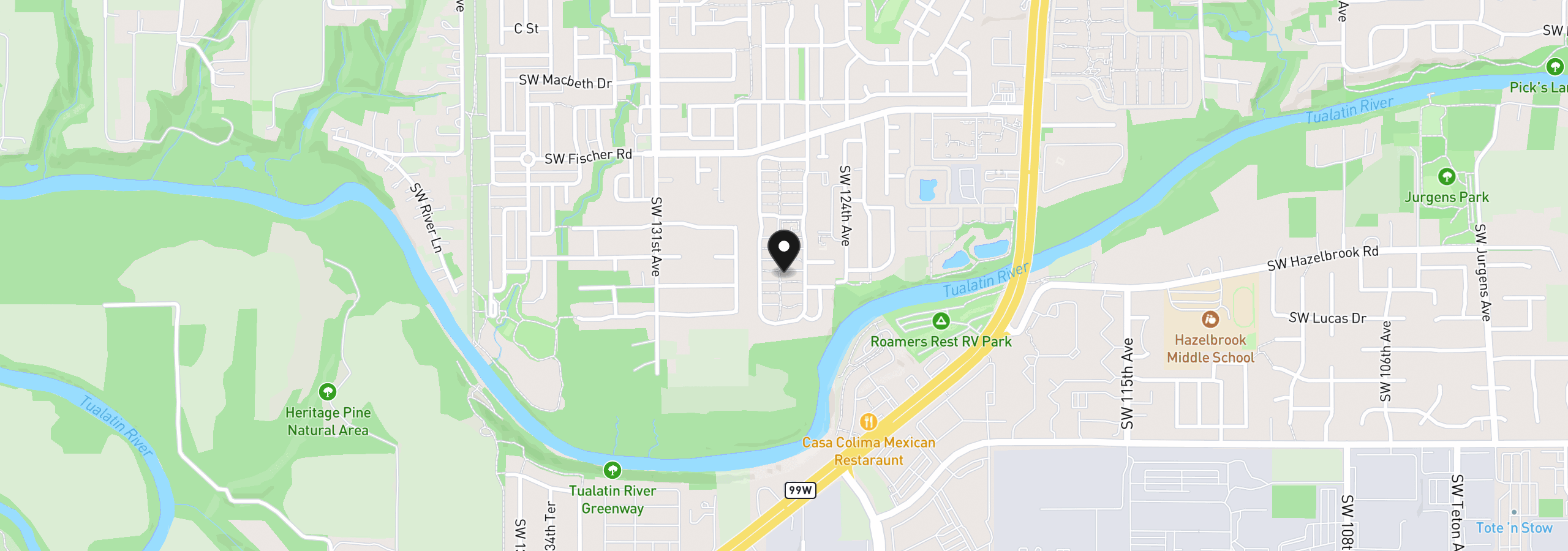 Map showing the location of 17091 SW Eldorado Dr, Tigard, OR 97224