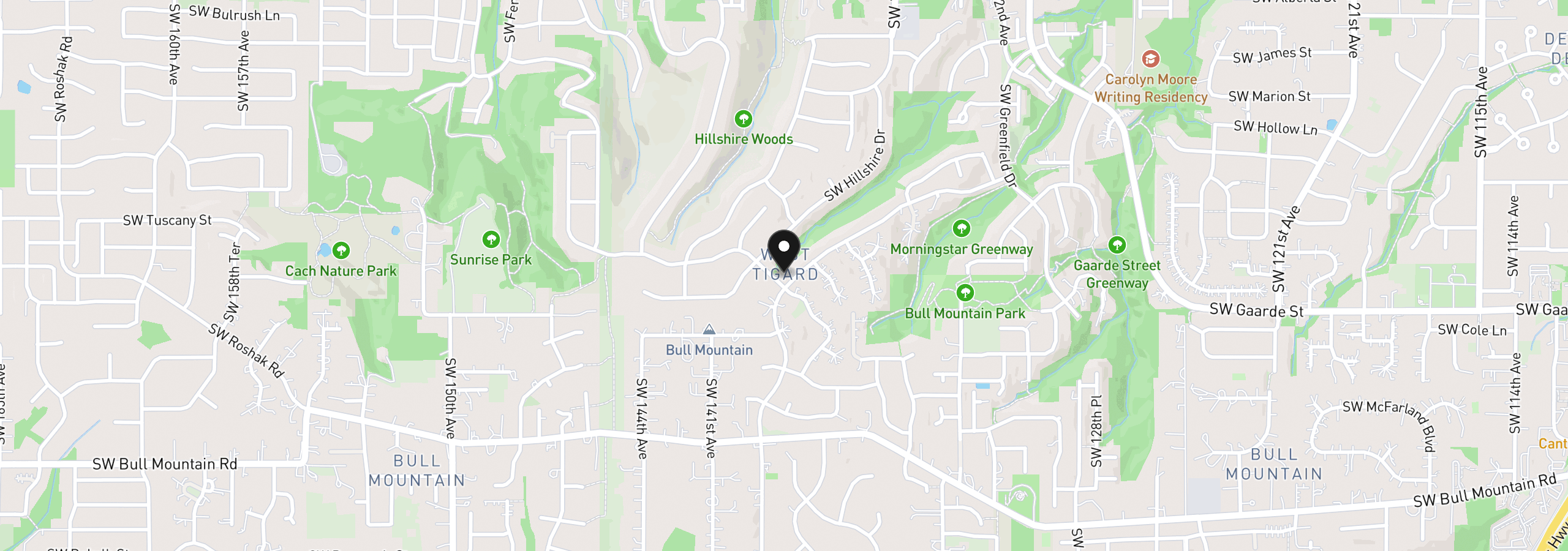 Map showing the location of 13923 SW Mistletoe Dr, Tigard, OR 97223